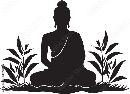 Peaceful Radiance Black Vector Buddha Symbol Buddhas Grace Lord Buddha Icon in Black