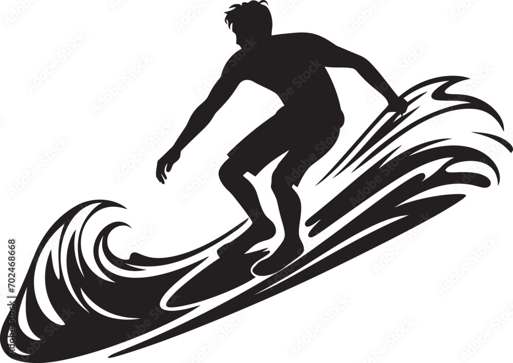 Oceans Spirit Guy Riding Waves in Black Surfing Momentum Black Logo of Surfer Oceans Spirit Guy Riding Waves in Black Surfing Momentum Black Logo of Surfer