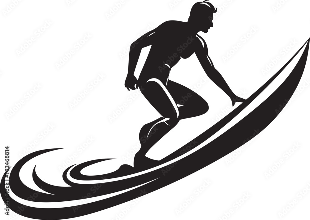 Surfers Momentum Guy Surfing Vector Emblem Tidal Excitement Black Surfing Guy Icon