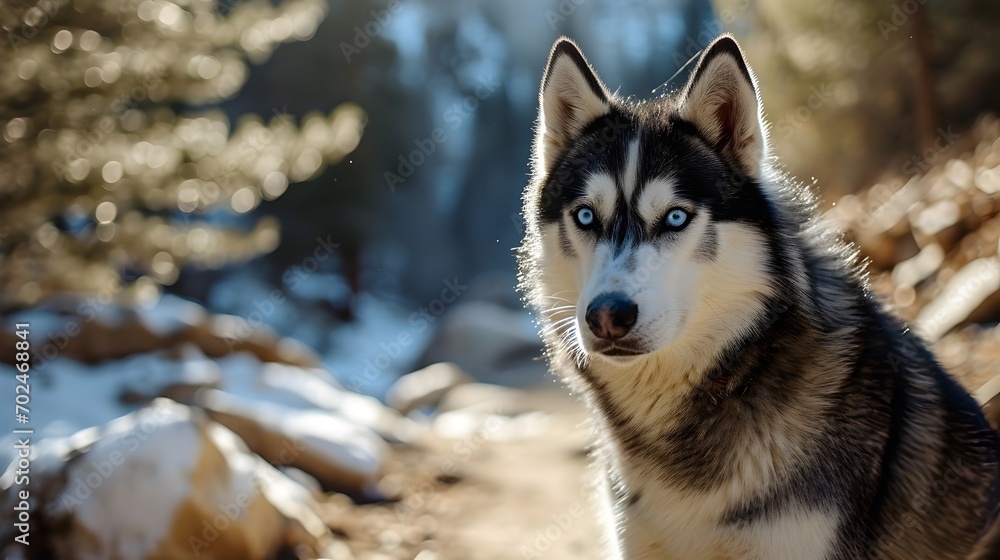 Husky Outside In The Snow.  (Generative AI).