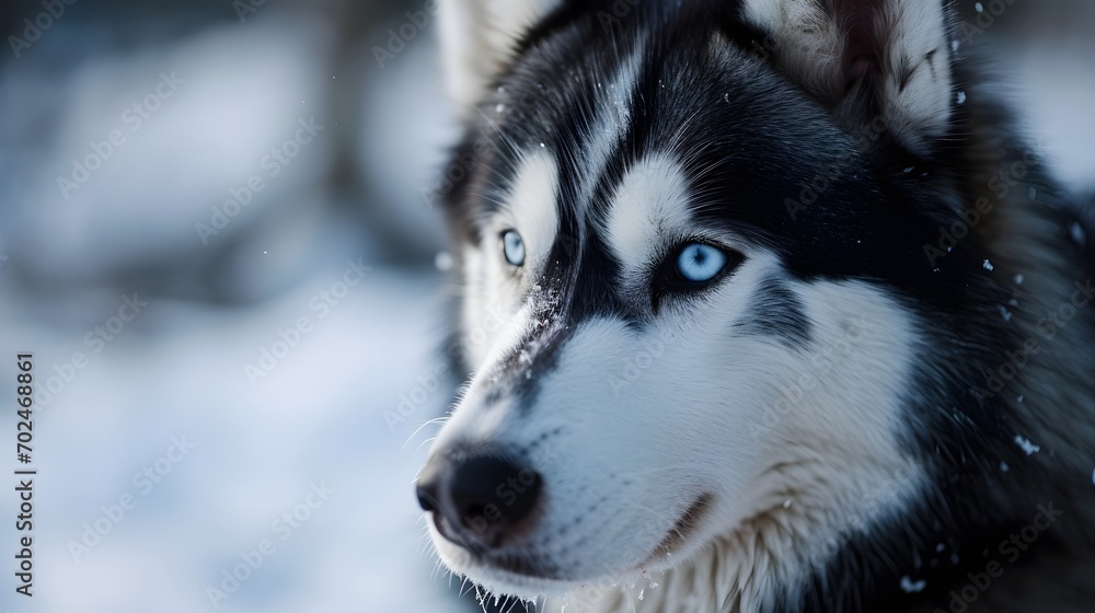 Husky Outside In The Snow.  (Generative AI).