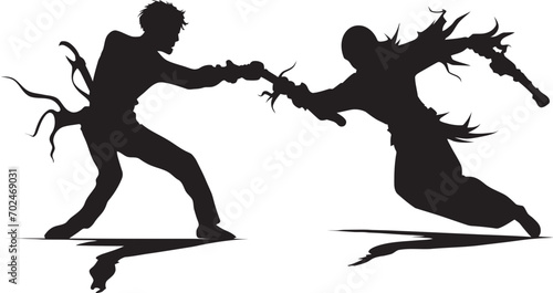 Rivalry Showdown Black Logo of Fighters Fighters Confrontation Black Duel Emblem