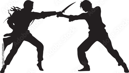 Combatant Duo Black Fighting Logo Design Conflict Resolution Men Fighting in Black