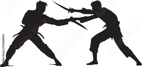 Battle Impact Two Men Fighting Emblem Rivalry Showdown Black Logo of Fighters
