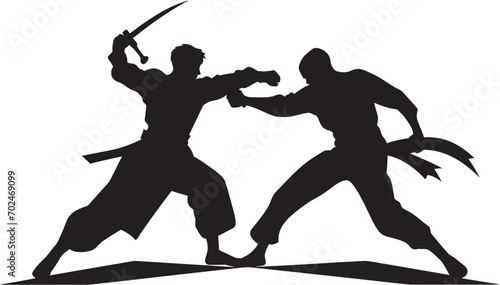 Battle Impact Two Men Fighting Emblem Rivalry Showdown Black Logo of Fighters
