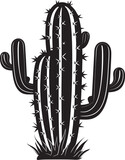 Cactus Bloom Black Logo Plant Scene Prickly Tranquility Wild Cacti in Black