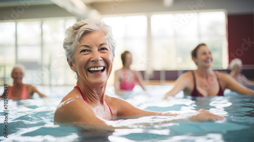 Active senior women in the swimming pool