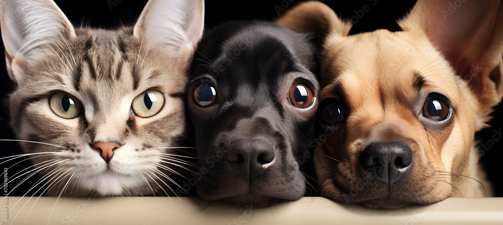 Cute noses of cat and dog Cute noses of cat and dog