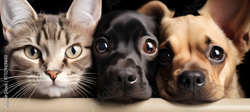 Cute noses of cat and dog