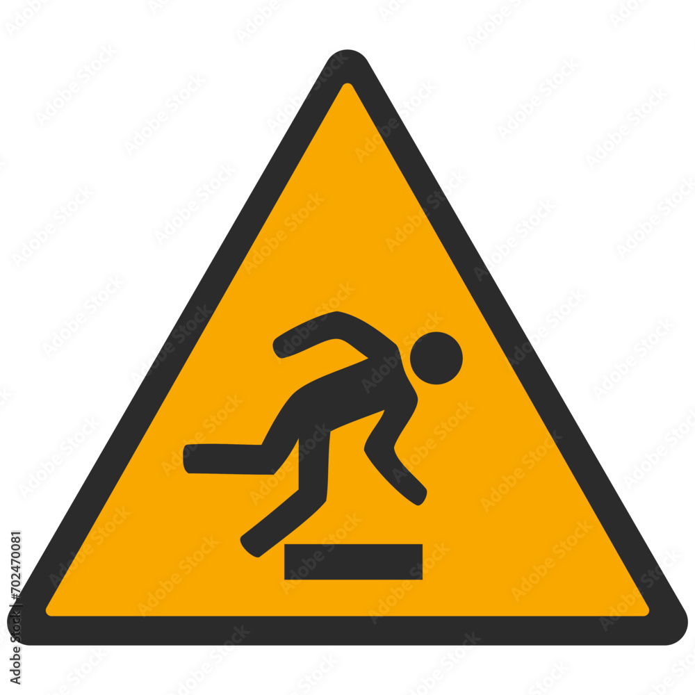 WARNING PICTOGRAM, FLOOR-LEVEL OBSTACLE ISO 7010 - W007, SVG WARNING PICTOGRAM, FLOOR-LEVEL OBSTACLE ISO 7010 - W007, SVG