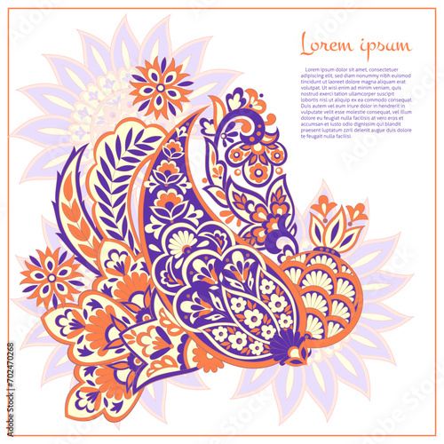 Floral Paisley colorful vector ornament. Isolated Pattern