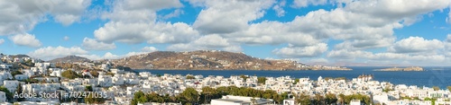 Cityscape panorama of Mykonos, Greece