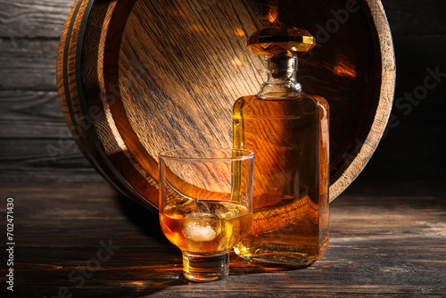Oak barrel with glass and b...