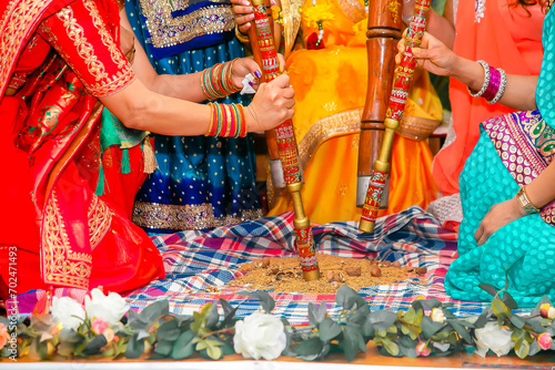 Indian Hindu wedding ceremony rituals close up