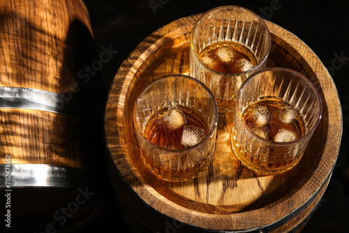 Three whiskey glasses with ...