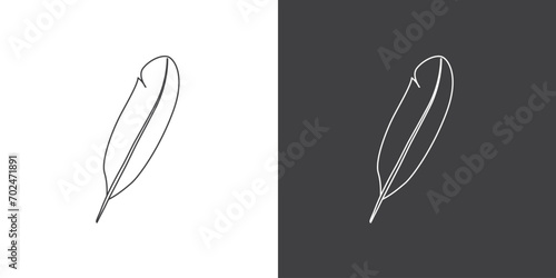 Feather related vector line icons. Bird feather element symbol or logo elements in thin outline.