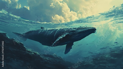 a whale swimming in the ocean