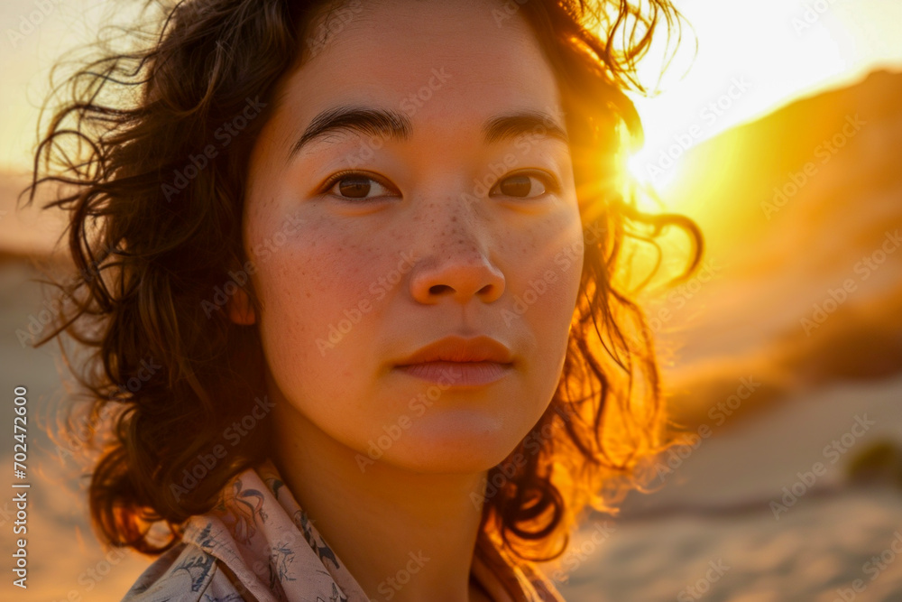 A woman standing on top of a sandy beach. A woman standing on top of a sandy beach.