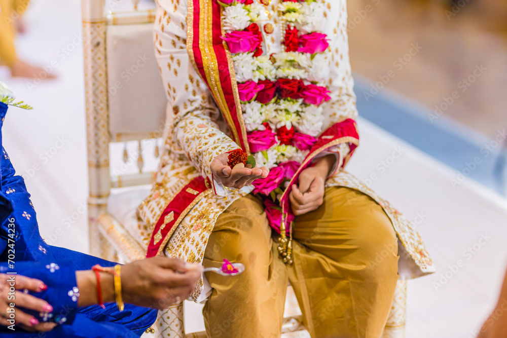 Indian Hindu wedding ceremony rituals close up