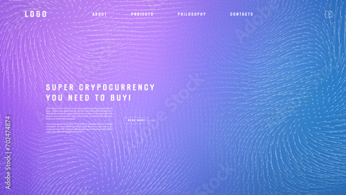 Landing page abstract design with vector field forces matris. Colorful template for website or app. Magnetic flow chart