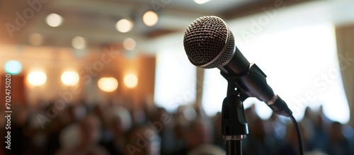 Public speaking events in various settings for corporate or community purposes. photo