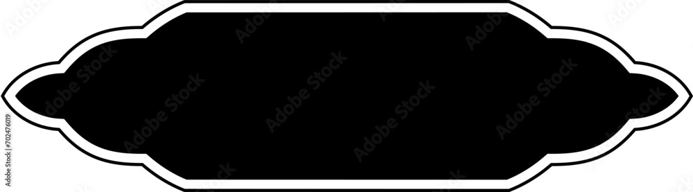 Islamic Label and Name Frame Glyph with outline Black Filled silhouettes Design pictogram symbol visual illustration Islamic Label and Name Frame Glyph with outline Black Filled silhouettes Design pictogram symbol visual illustration