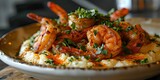 Southern Spice Harmony - Cajun Shrimp and Grits - Creamy Southern Perfection - Rich Light Accentuating Spicy Comfort