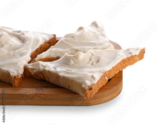 Wooden board of tasty toast...
