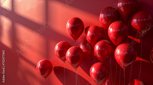 red balloons on a red wall