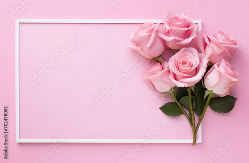 White frame with pink roses for Valentine's Day wishes