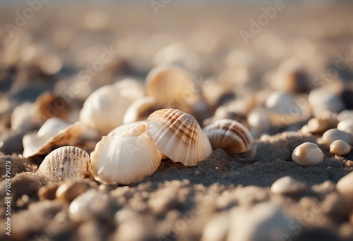 Shells on the beach sand close up © FrameFinesse