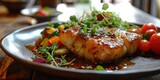 Asian Seafood Elegance - Ginger Soy Glazed Cod - Bold Asian Flavors on Your Plate - Warm Light Illuminating Culinary Mastery