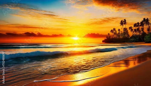 Waves of Golden Serenity: Sunset Seascape in the Tropics