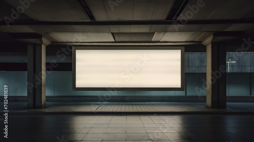 LED wide blank backlight billboard mockup indoor © Marcelo