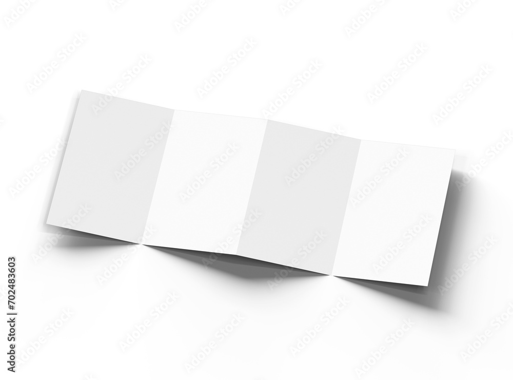 Blank 4 panel accordion fold brochure render on transparent background Blank 4 panel accordion fold brochure render on transparent background
