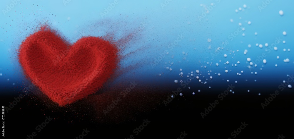 blue sand heart happy valentines day. blured light background, AI Generated