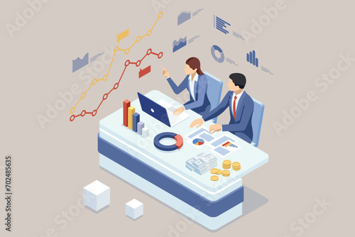 Business team collaboration discussing working analyzing, presentation and brainstorming to strategy planning making profit of company.