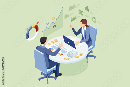 Business team collaboration discussing working analyzing, presentation and brainstorming to strategy planning making profit of company.