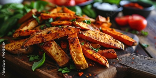 Spicy Southern Comfort - Cajun Spiced Sweet Potato Fries - Culinary Warmth in Every Bite - Soft Light Enhancing Southern Comfort photo