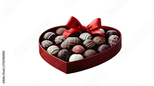 heart shaped box with chocolates isolated