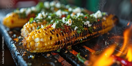 Flavorful Summer Eats - Chimichurri Grilled Corn on the Cob - Culinary Fiesta on the Grill - Dynamic Light Capturing Summer Eats