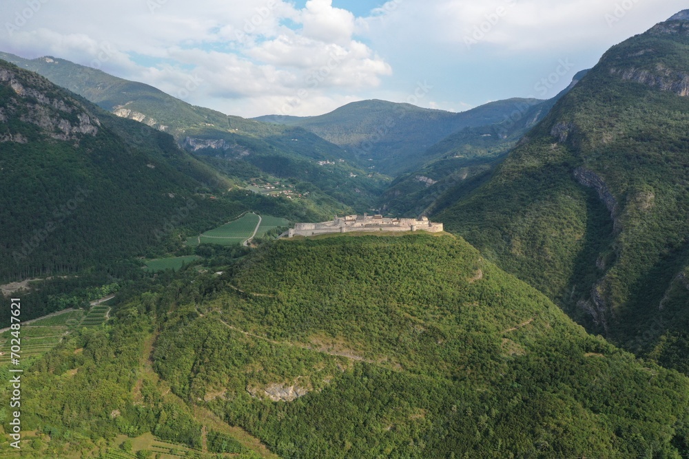 Aerial view of Beseno Castle, the largest fortified structure in