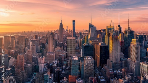 Obraz na płótnie New York City panorama skyline at sunrise