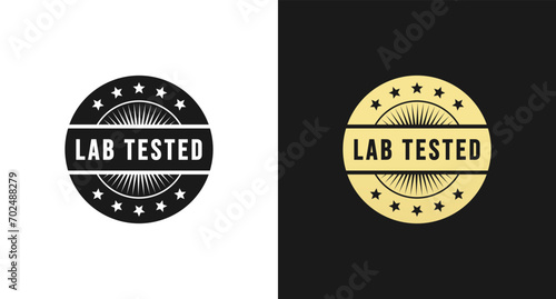 Lab Tested Stamp or Lab Testing Seal Vector Isolated. Best lab tested stamp vector for product packaging. Lab tested label vector for product design.