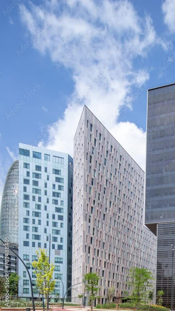 Timelapse of barcelona tech district buildings vertical Timelapse of barcelona tech district buildings vertical