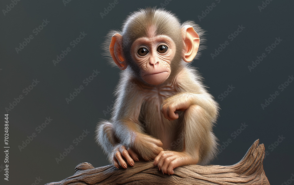 3D cute baby monkey