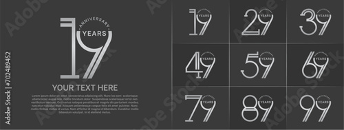 set of anniversary logotype silver color for special celebration event