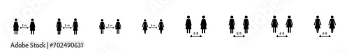 Social distancing icon set. social distance icon. self quarantine sign