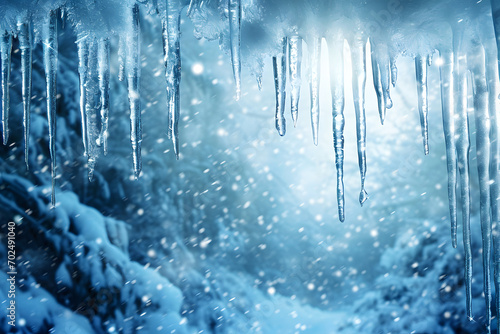 Frostige Eleganz: Verzaubernde Eiszapfen-Rahmen in Winterlandschaft