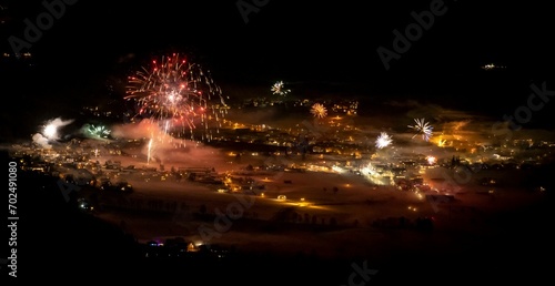 New Year's Eve, fireworks at midnight, Brixen im Thale, Tyrol, Austria, Europe photo